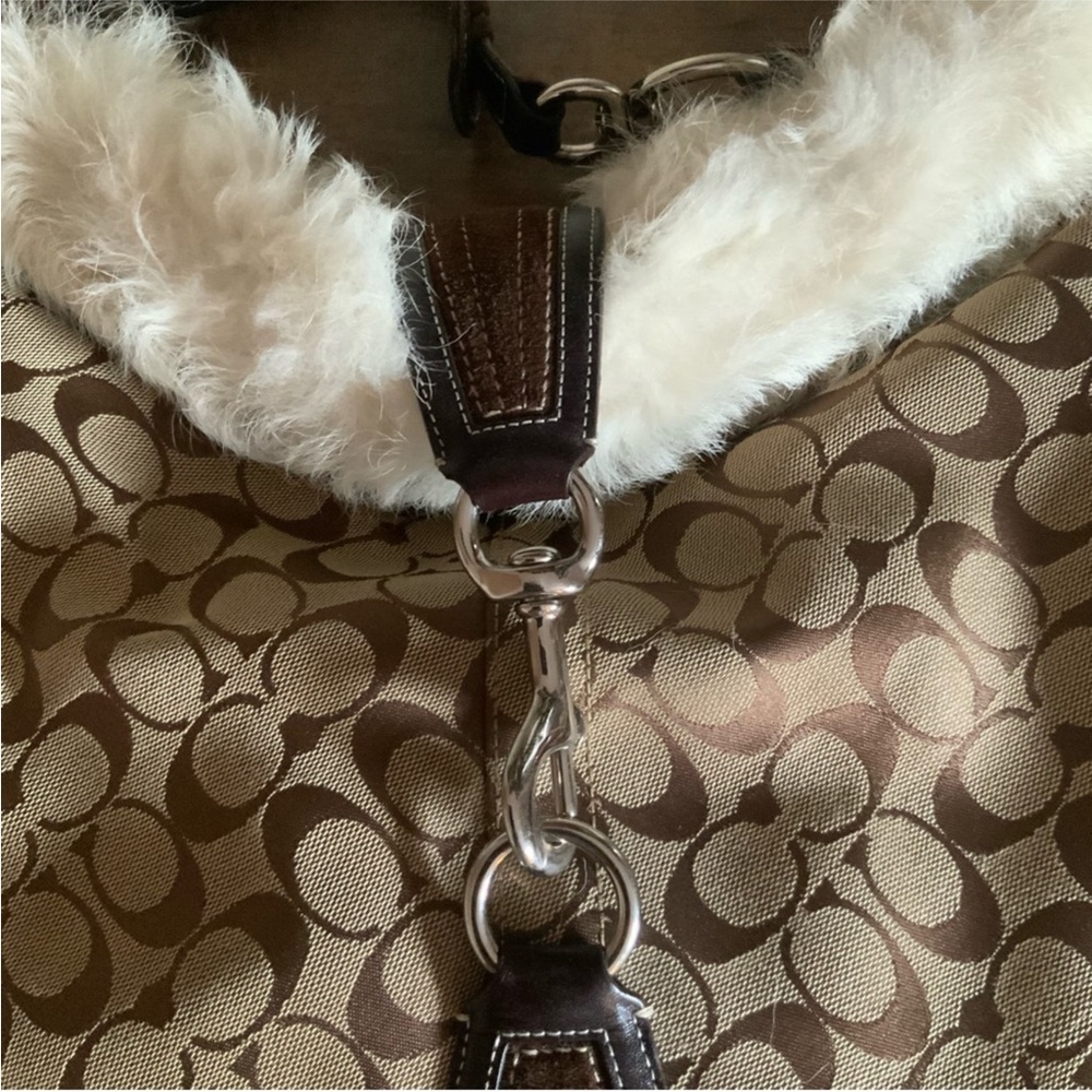 Coach Signature Set Handbag Tote Purse Wallet Winter Fur leather canvas - Picture 11 of 15